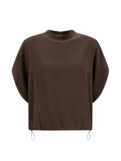 Herno Satin Tunic In Brown