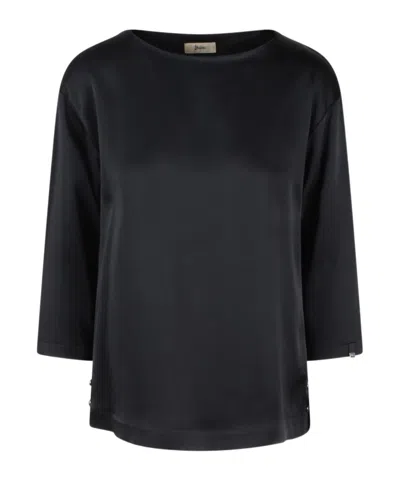 Herno Satin-weave Top In Black