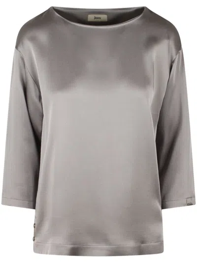 Herno Satin-weave Top In Grey