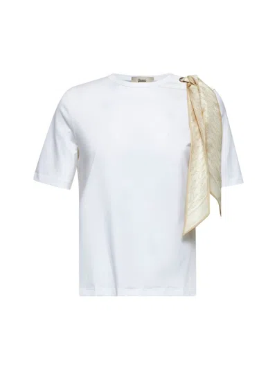 Herno White Jersey T-shirt With Scarf