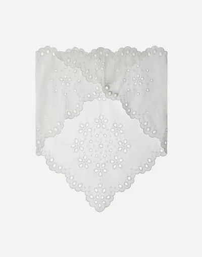 Herno Scarf In Broderie Anglaise Cotton In White