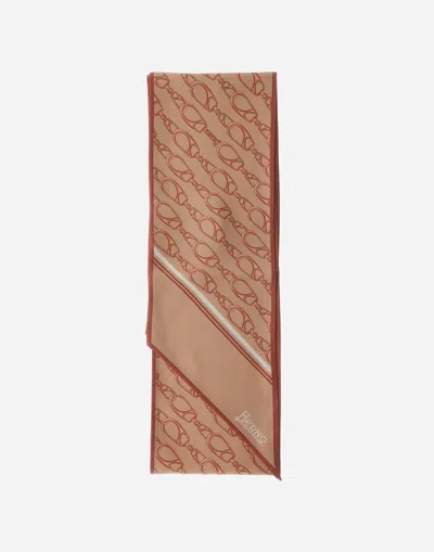Herno Scarf In Iconic Print Silk In Dark Pink