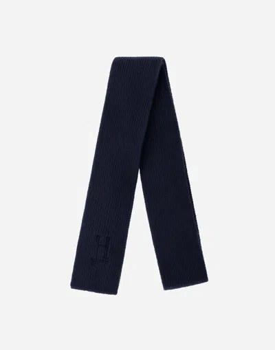 Herno Scarf In Plain Wool G.5 In Blue