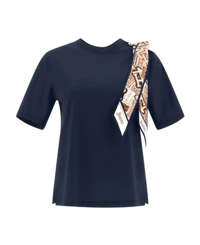 Herno Scarf-detail T-shirt In Blue