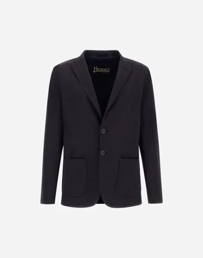 Herno Seer-crease Blazer In Blu Navy