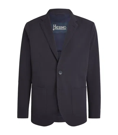 Herno Seersucker Blazer In Blue