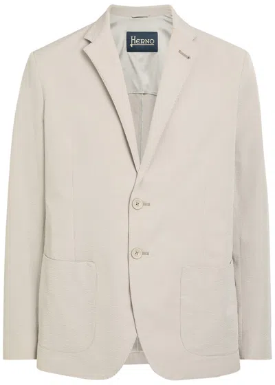 Herno Seersucker Blazer In Neutral