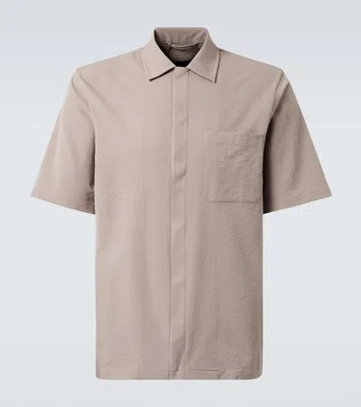 Herno Seersucker Shirt In Brown