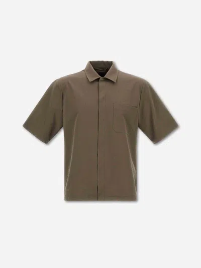 Herno Seersucker Shirt In Brown