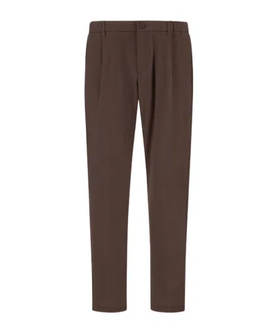 Herno Seersucker Straight-leg Trousers In Brown