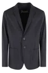 Herno Seersucker Technical Stretch Jacket With Classic Notched Collar In Black