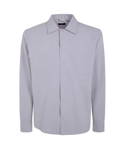 Herno Seersucker-textured Shirt Jacket In Gray