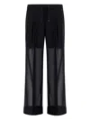 Herno Semi-sheer Mesh Straight-leg Trousers In Black