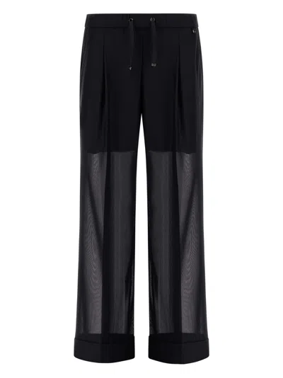 Herno Semi-sheer Mesh Straight-leg Trousers In Black