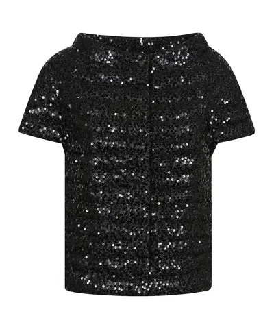 Herno Sequin Embellished Boat-neck Puffer Jacket In Black