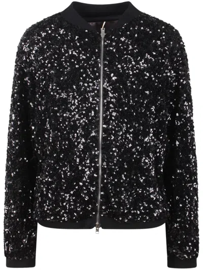 HERNO SEQUIN-EMBELLISHED BOMBER JACKET