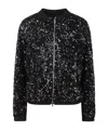 Herno Sequin-embellished Bomber Jacket In Black