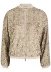 Herno Sequined Zip-up Bomber Jacket In Gold