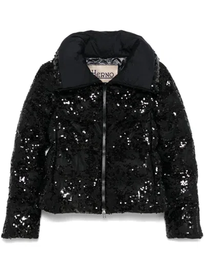 Herno Sequin-embellished Jacket In Schwarz