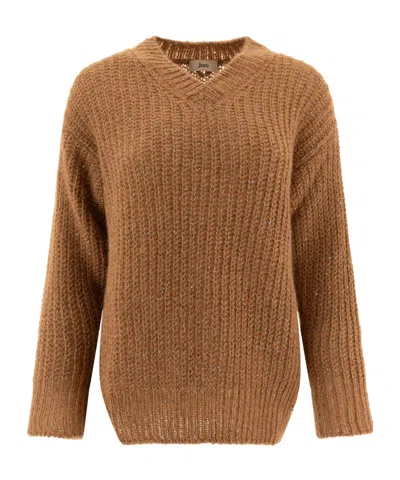 HERNO HERNO SEQUIN EMBELLISHED V-NECK JUMPER