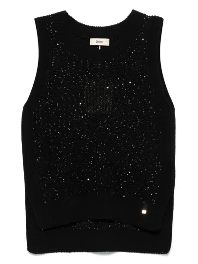 Herno Sequin-embellished Vest In Black