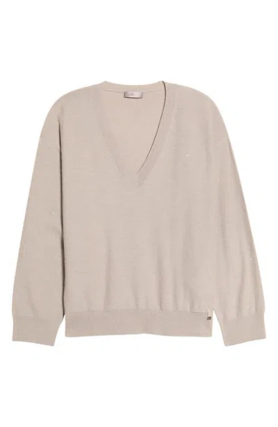 Herno Sequin Embellished Wool Blend Sweater In Neutral