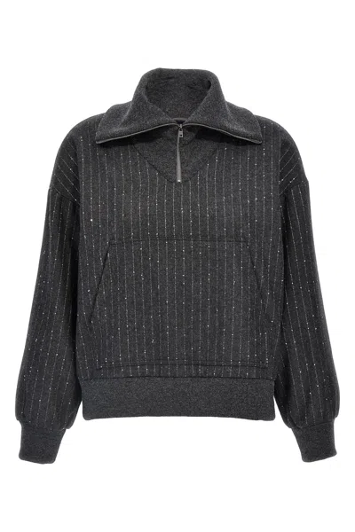 HERNO HERNO SEQUIN HALF-ZIP SWEATSHIRT