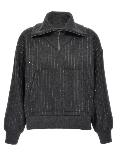 HERNO HERNO SEQUIN HALF-ZIP SWEATSHIRT