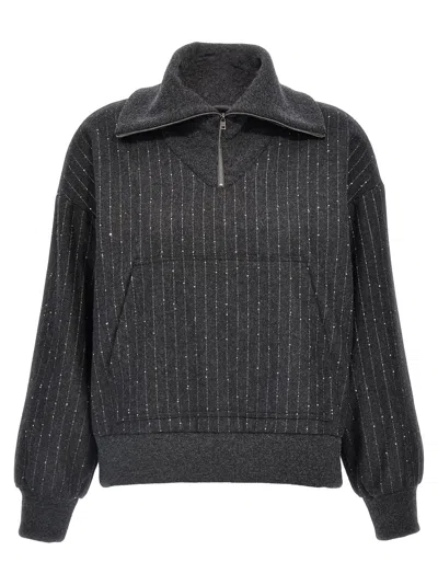 HERNO SEQUIN HALF-ZIP SWEATSHIRT