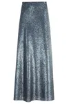 Herno Sequined Long Skirt With Elastic Waistband In Blue