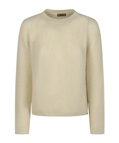 Herno Sequin-embellished Ribbed-knit Sweater In Neutral