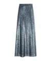 Herno Sequined Long Skirt With Elastic Waistband In Blue