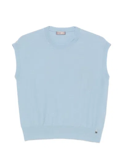 Herno Sequin-embellished Knit Top In Blue