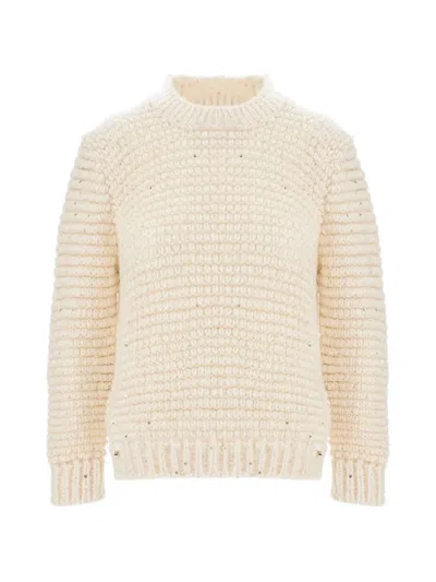 Herno Sequin-embellished Corncob-stitch Sweater In Brown