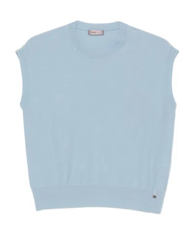 Herno Sequin-embellished Knit Top In Sky-blue