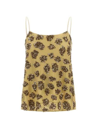 Herno Sequin-embellished Leopard-pattern Tank Top In Grün