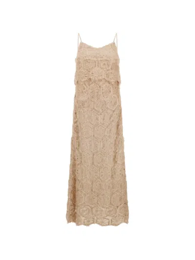Herno Sequin-embellished Midi Dress In Neutrals