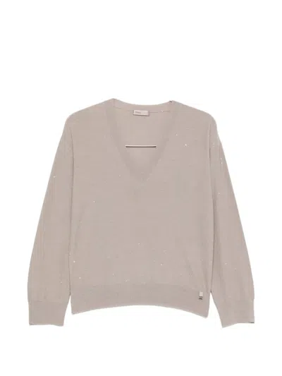 Herno Sequin Embellished Wool Blend Sweater In Neutral