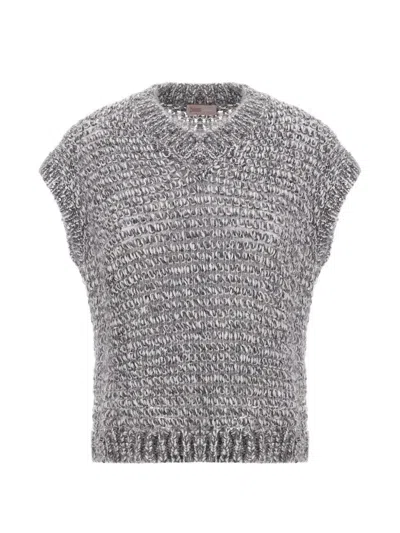 Herno Sequin-embellished V-neck Vest In Gray