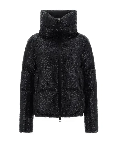 Herno Sequinned Down Puffer Jacket In Black