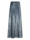 Herno Sequined Long Skirt With Elastic Waistband In Blue