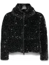 Herno Cape In Sequined Velvet And Nylon In Black