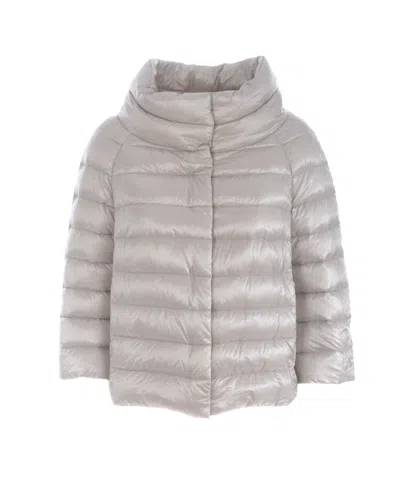 Herno Seven-quarter Sleeve Sewn Down Jacket In Neutral