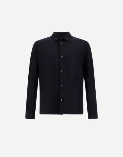 Herno Shacket In Fluid Wool In Black