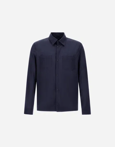 Herno Shacket In Micro Ripstop Nylon In Blue