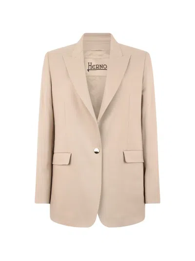 Herno Shawl-collar Single-breasted Blazer In Neutral