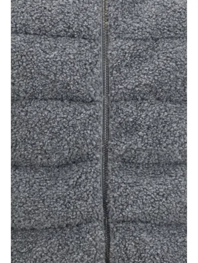 Herno Shearling Front Padded Vest In Gray