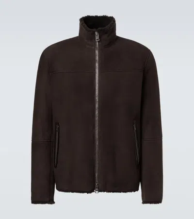 Herno Shearling-trimmed Suede Jacket In Burgundy