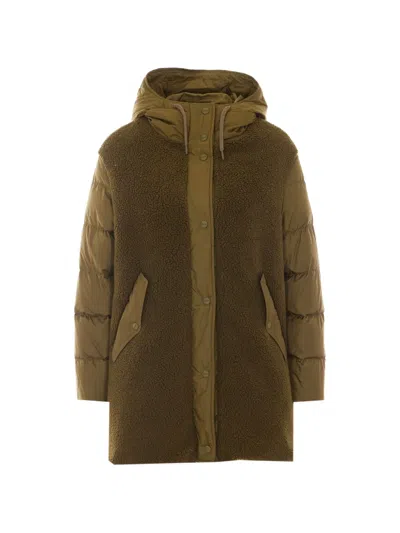 Herno Shearling-detail Padded Parka In Brown