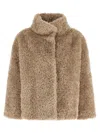 Herno Shearling-effect Polyester Coat In Brown